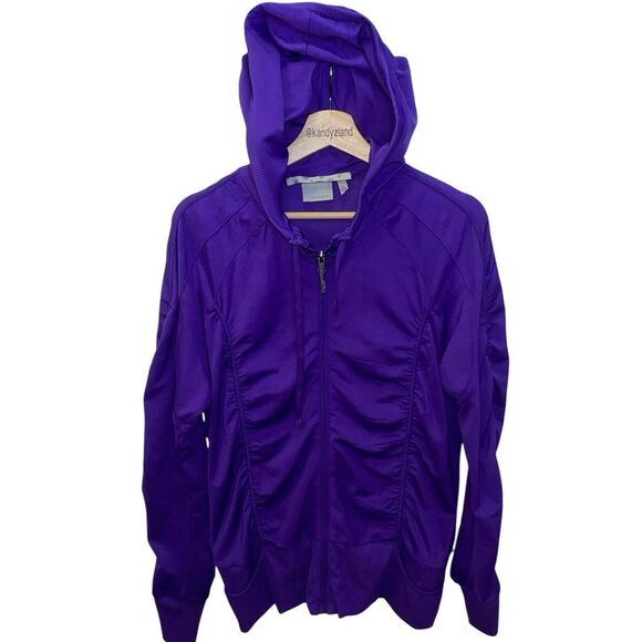 ATHLETA purple ruched full zip hooded circuit jacket - Picture 1 of 5